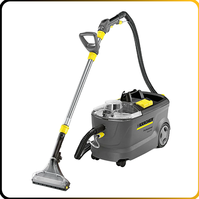 karcher black and yellow carpet cleaner on a white background