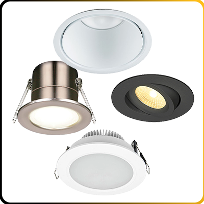 Downlights on a white background