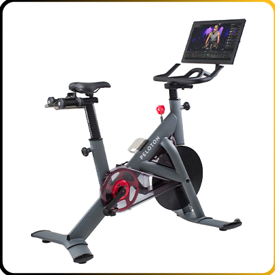 A peloton bike on a white background