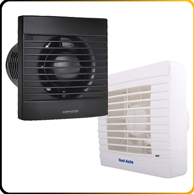 Black and White Extractor fans on a white background
