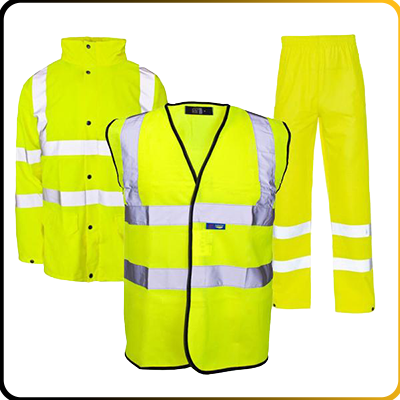 hi vis clothing on a white background