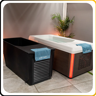 2 ice baths side by side in a hotel spa