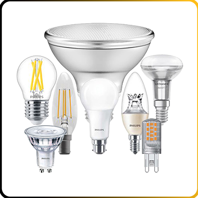LED lamps on a white background