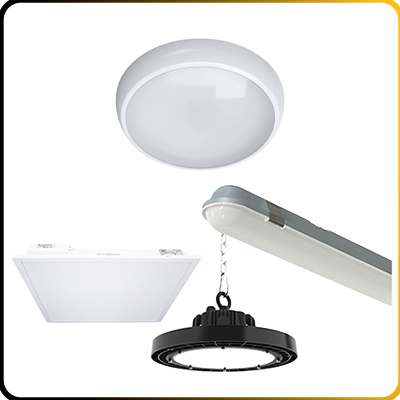 led light fittings on a white background