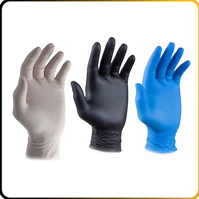 sterile and latex gloves on a white background