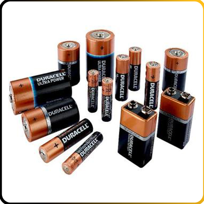 selection of batteries on a white background