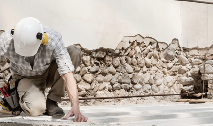 builder working on an hotel interior renovation