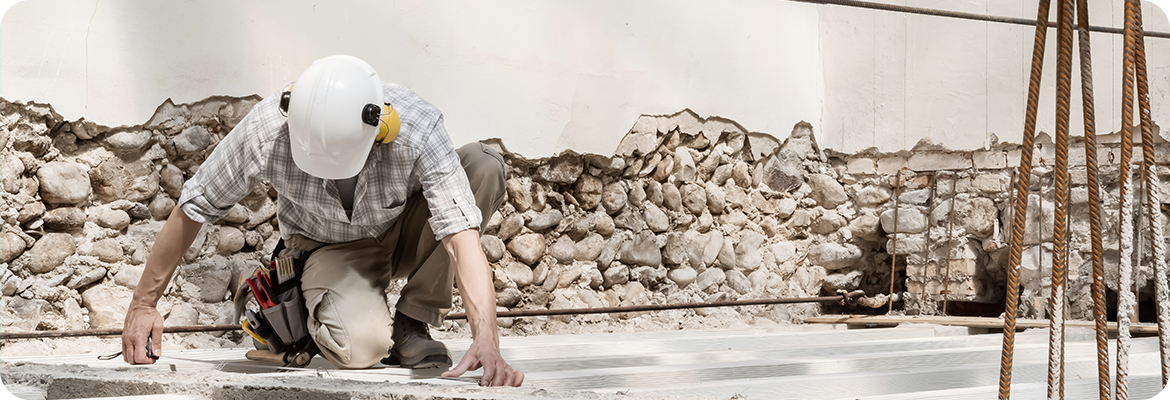 builder working on an hotel interior renovation