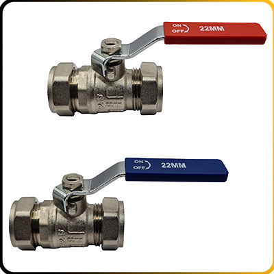 red and blue handle isolation valves